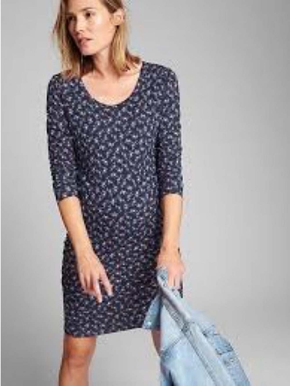 Gap Maternity Navy Floral Ruched Long Sleeve Bodycon Dress NWT Size Small
